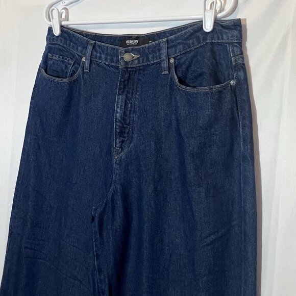 Hudson Anthropologie Women Jeans Holly Wide Leg Cropped Size 32 Blue Denim Zip - Picture 16 of 16